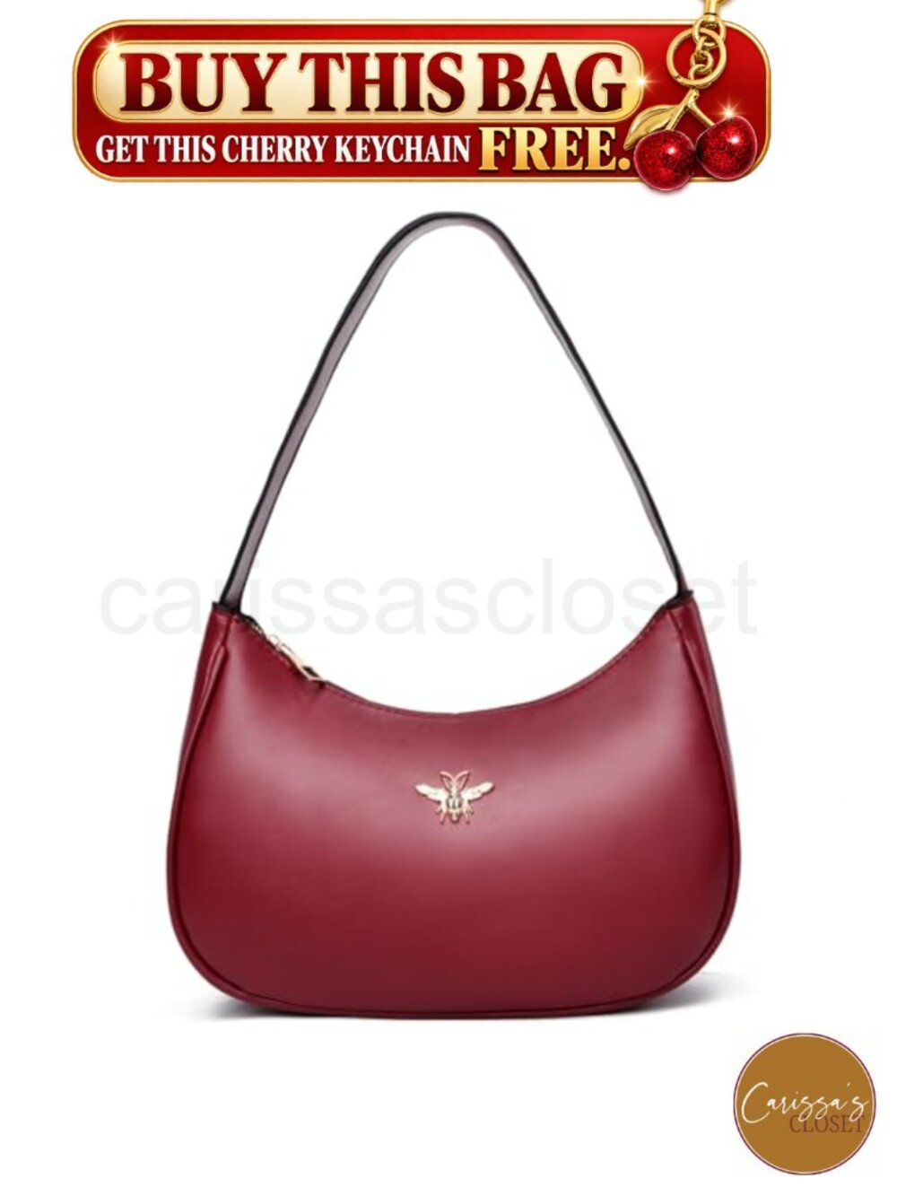 ✨ Vegan Leather Crescent Shoulder Bag Small Underarm Purse Hobo